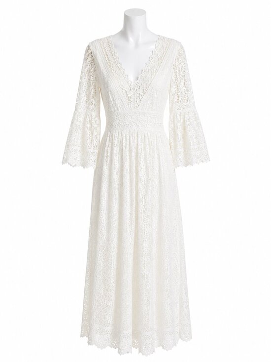 Lemon Dresses & Skirts - Lemon White Lace V-Neck Dress